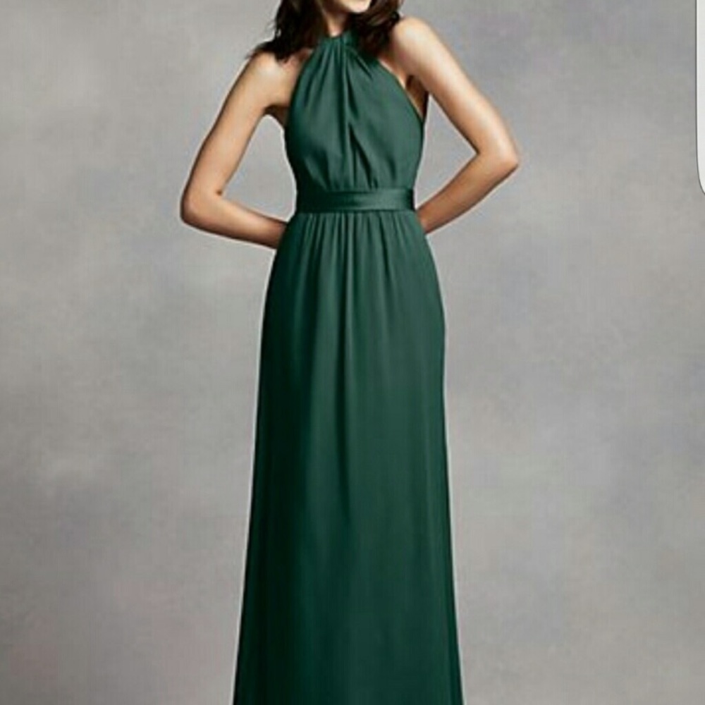 White by Vera Wang Long Chiffon Halter Dress